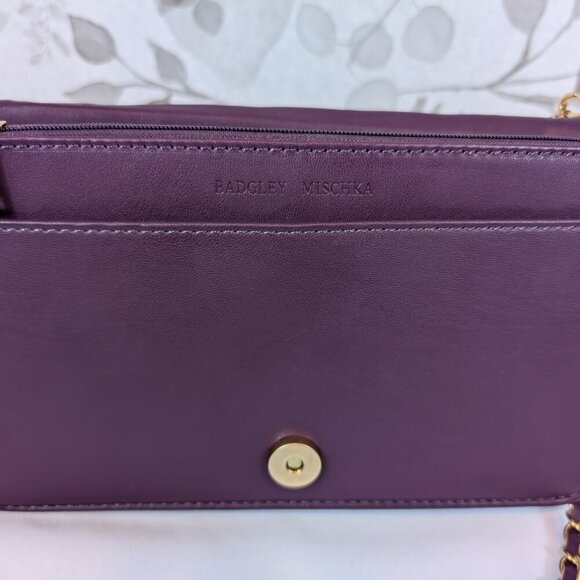 Badgley Mischka Diamond Quilted Purple Crossbody Bag with Gold Chain Strap NWT - Picture 12 of 15